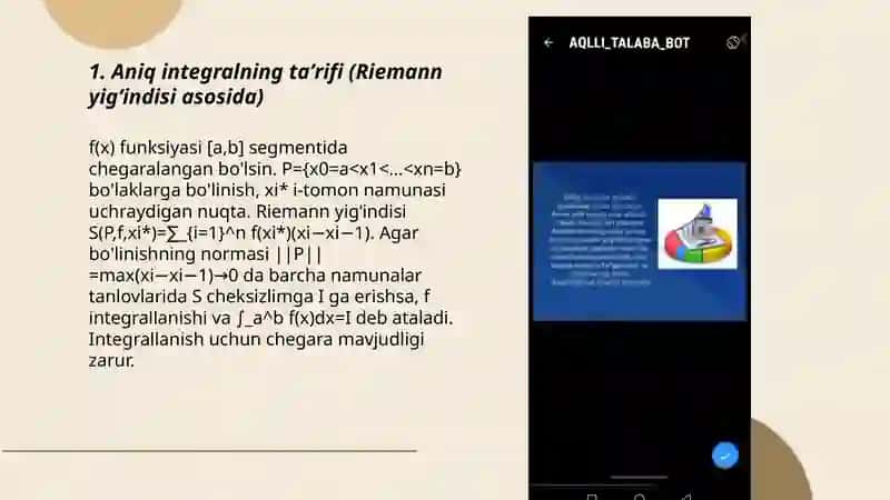 Aniq integral ta'rifi va uning xossalari 3
