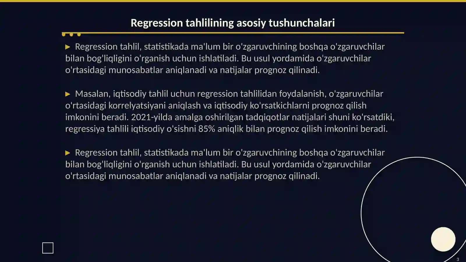Regression tahlil mezonidan foydalanish tamoyillari 3