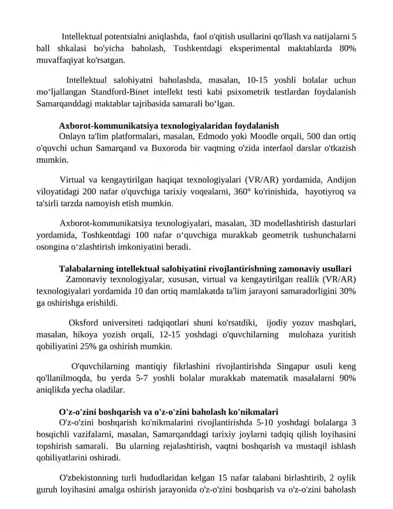 O'quvchilarning intelektual imkoniyatlarini rivojlantirish usullari 3