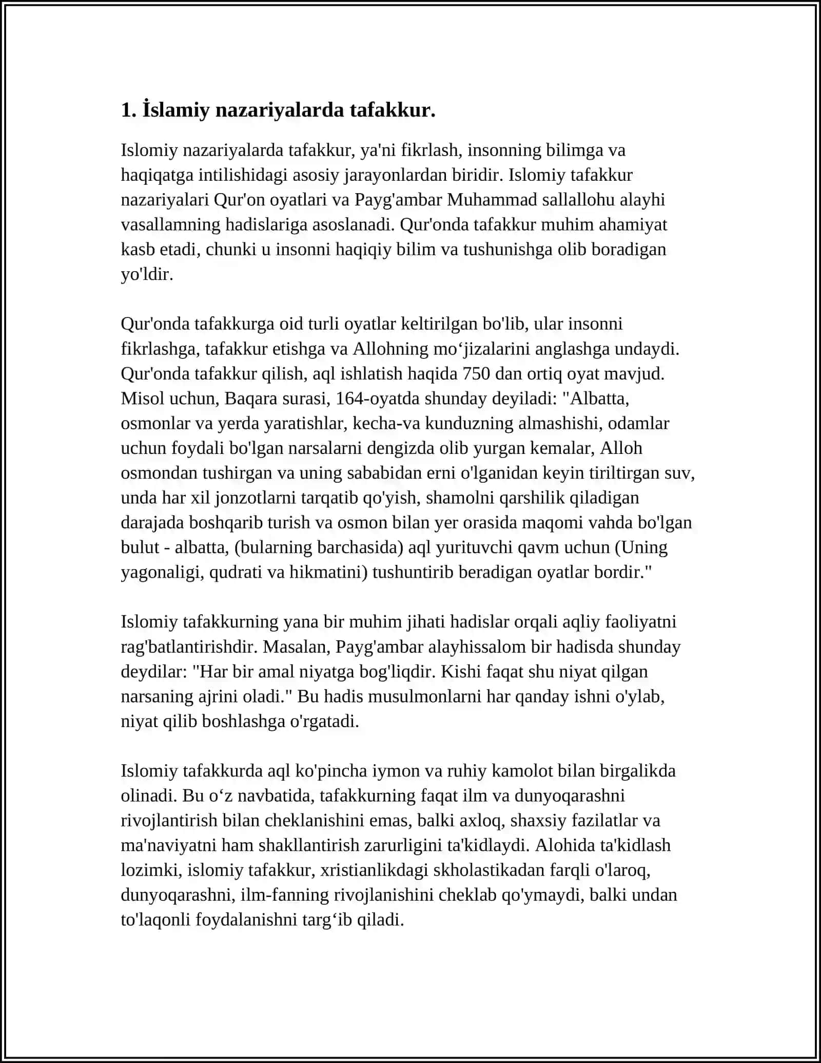 MUSTAQIL ISH Mavzu: TAFAKKUR BORASIDAGI PSIXOLOGIK NAZARIYALAR 3