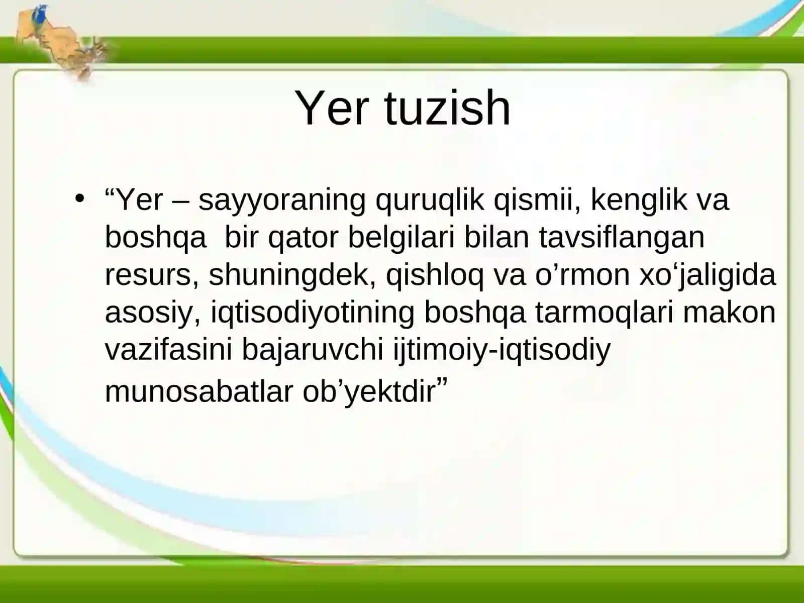 YER TUZISHNING OB’YEKTI VA YER TOIFALARI 3