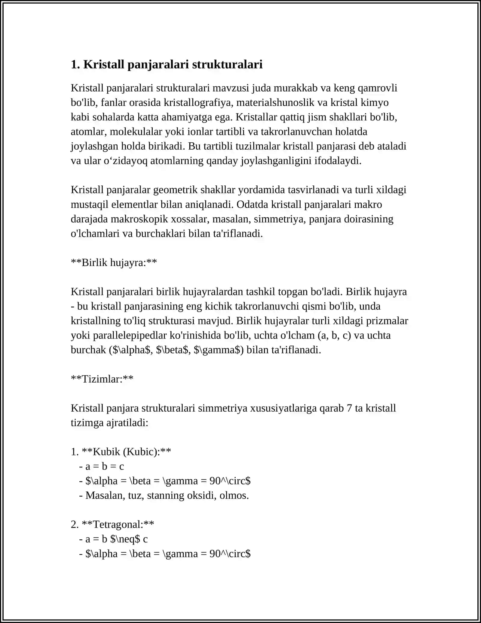 MODDALARNI KIRISTAL TUZILISHI 3