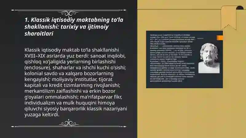 Klassik iqtisodiy maktabning toʻla shakllanishi. Adam Smit va David Rokardo iqtisodiy talimotlari 3