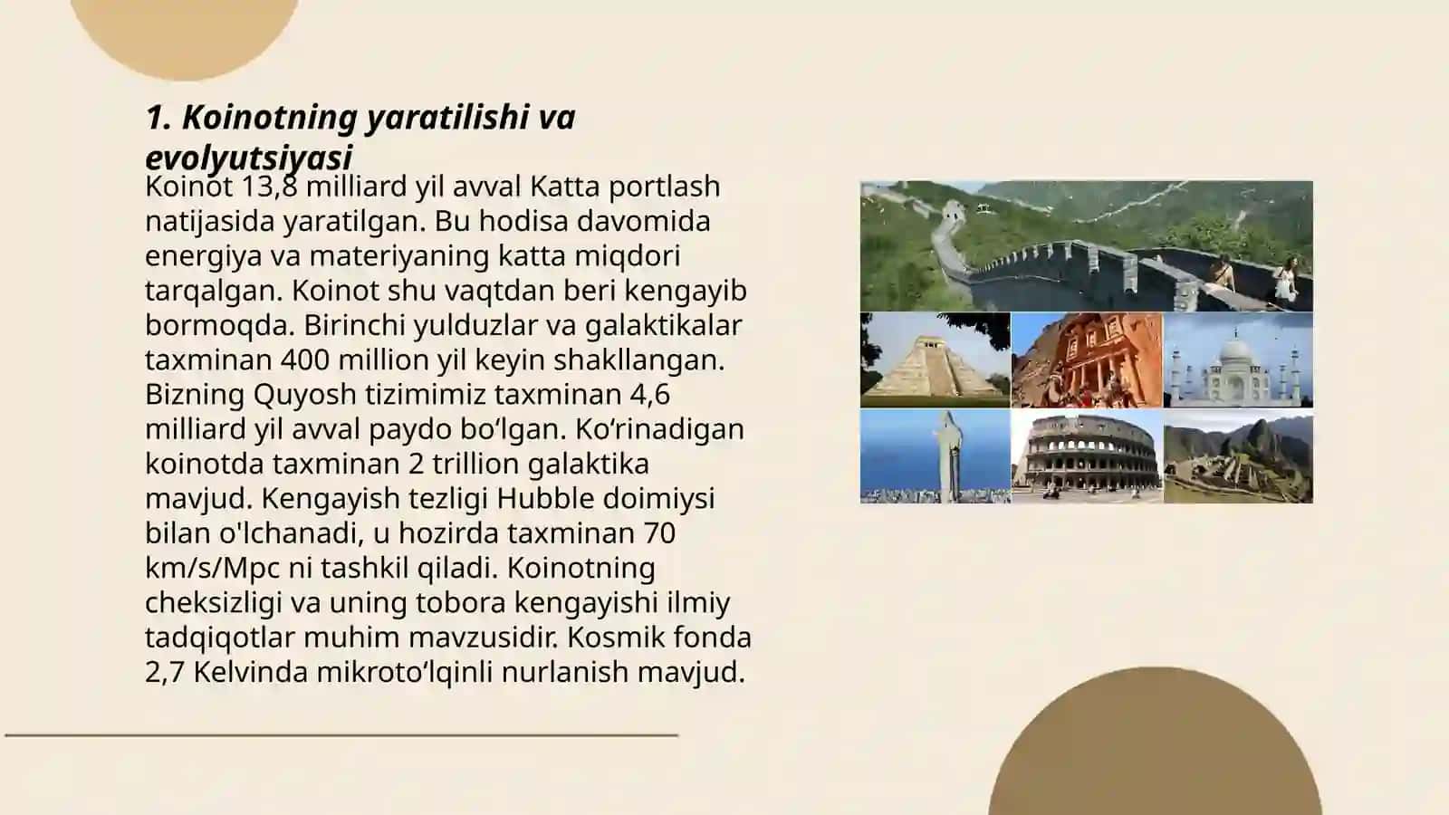 Koinotning yaratilishi va evolyutsiyasi 3