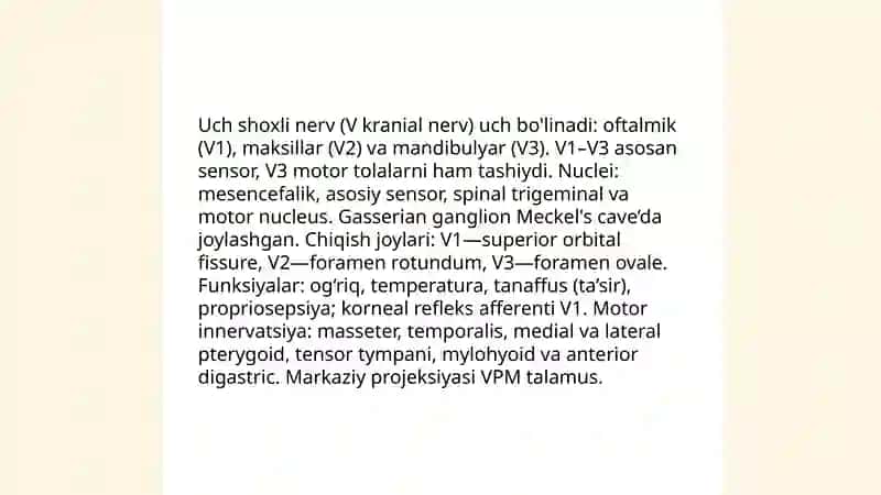 Uch shoxli nerv nevralgiyasi.Osh taktikasi 3
