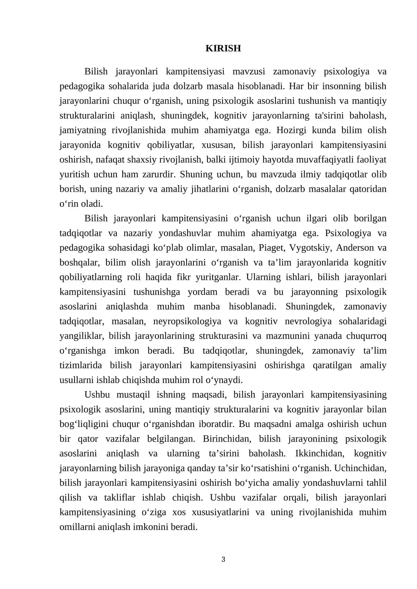 Bilish jarayonlari kampitensiyasi 3