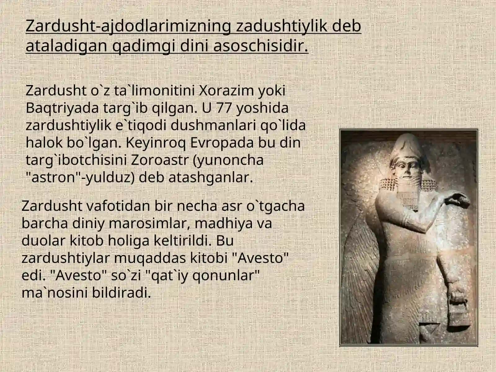 Zardushtiylik etiqodi va Oʻrta osiyo 3