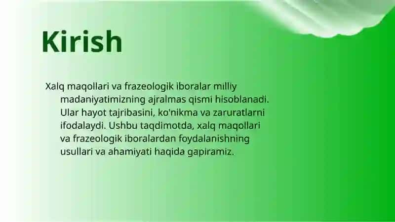 Xalq maqollari va frazeologik iboralardan foydalanish mahorati. 3