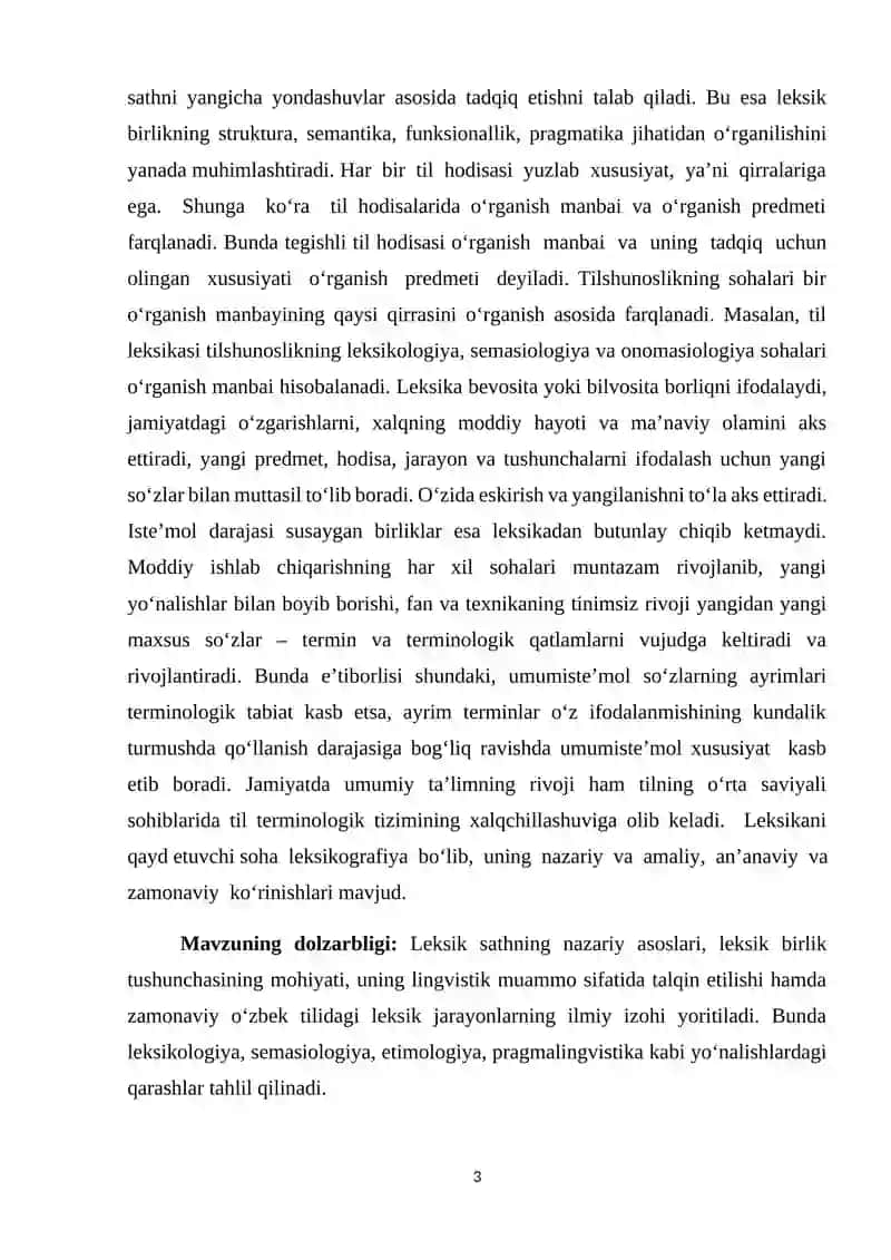 LEKSIK SATH VA UNING BIRLIGI LINGVISTIK MUAMMO SIFATIDA 3