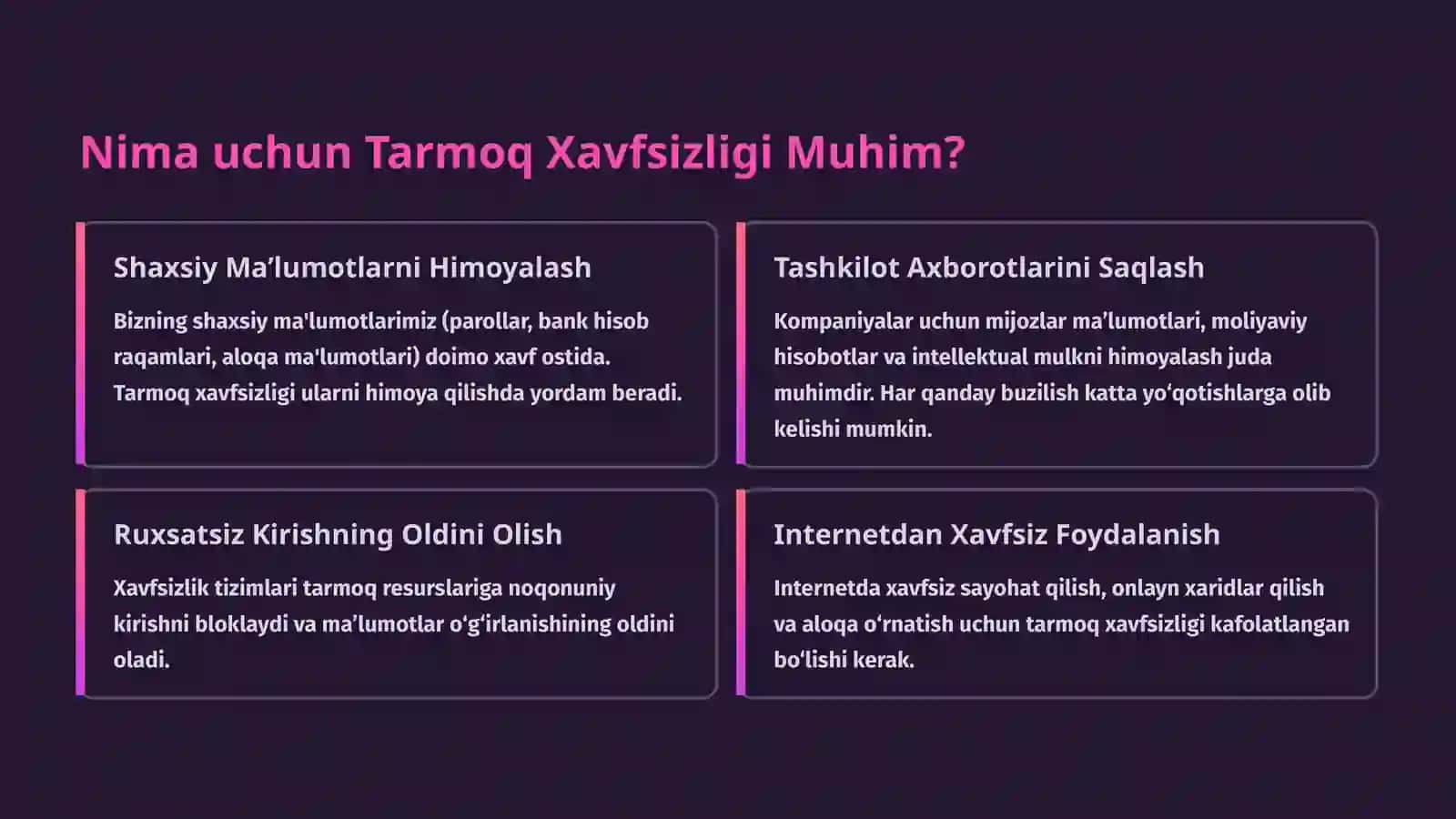 Tarmoq Xavfsizligi Muammolari va Himoya Usullari 3