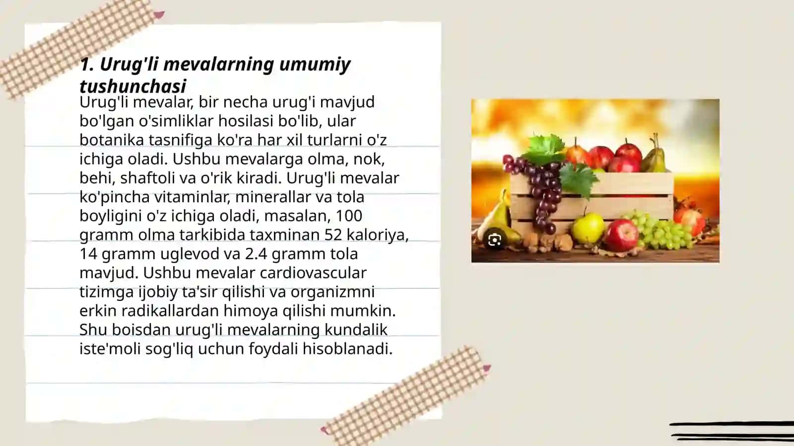 Urug'li va danakli mevalar, marfologik belgilari va rivojlanishini kuzatish 3