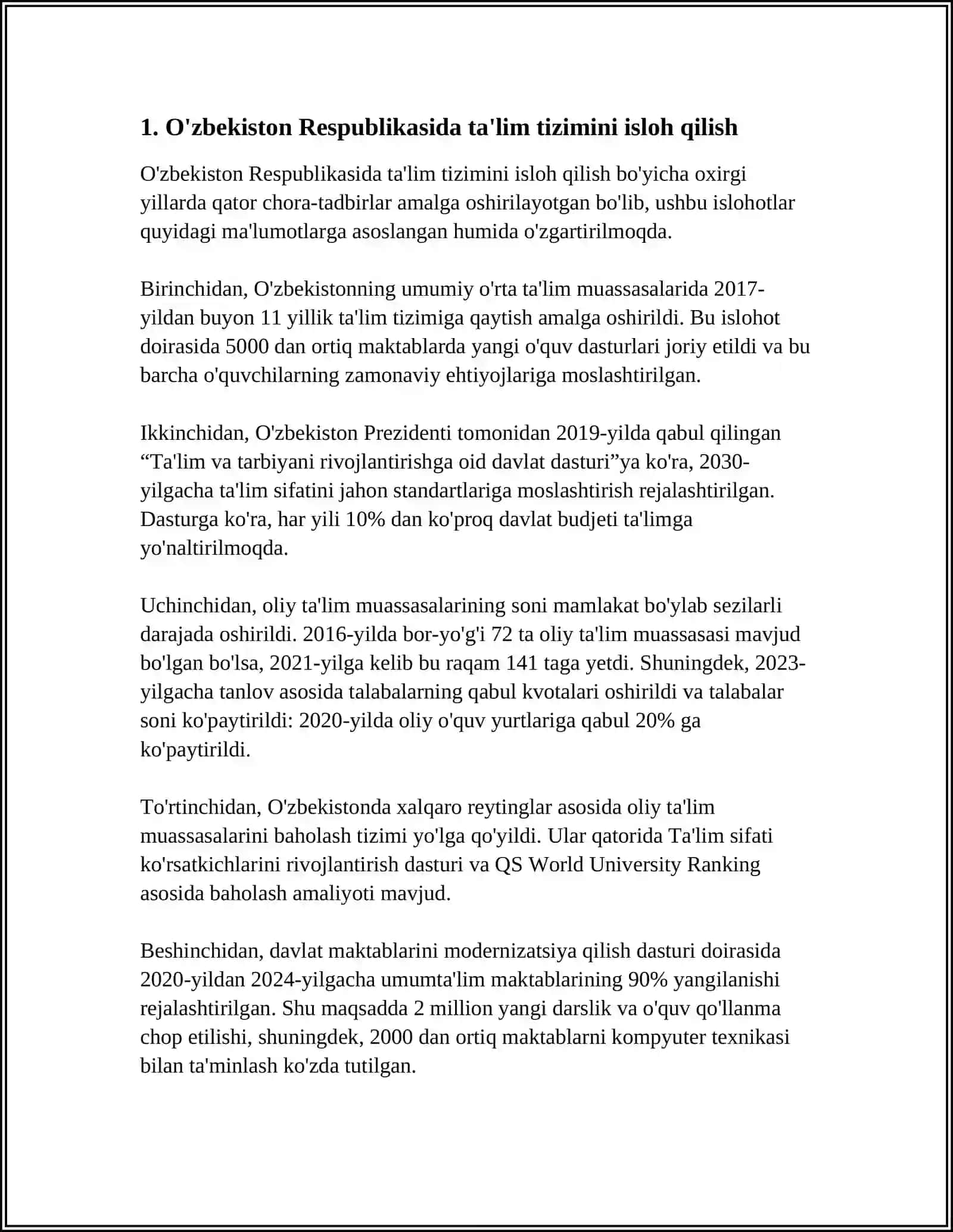 O‘ZBEKISTON RESPUBLIKASIDA TA’LIM TIZIMINI RIVOJLANTIRISHNING KONSEPTUAL ASOSLARI 3