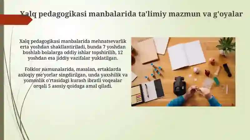 Xalq pedagogikasi manbalarida tarbiyaviy mazmun va g'oyalar 3