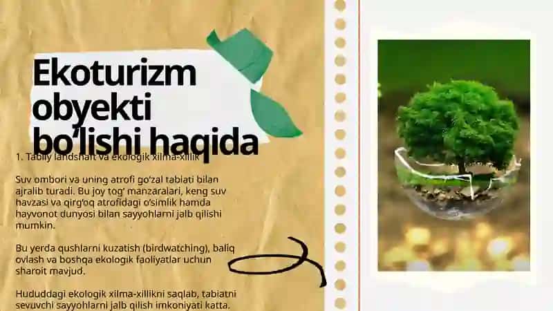 Yangi turizm obyektidan barqaror foydalanish konsepsiyasini ishlab chiqish boʼyicha topshiriq 3