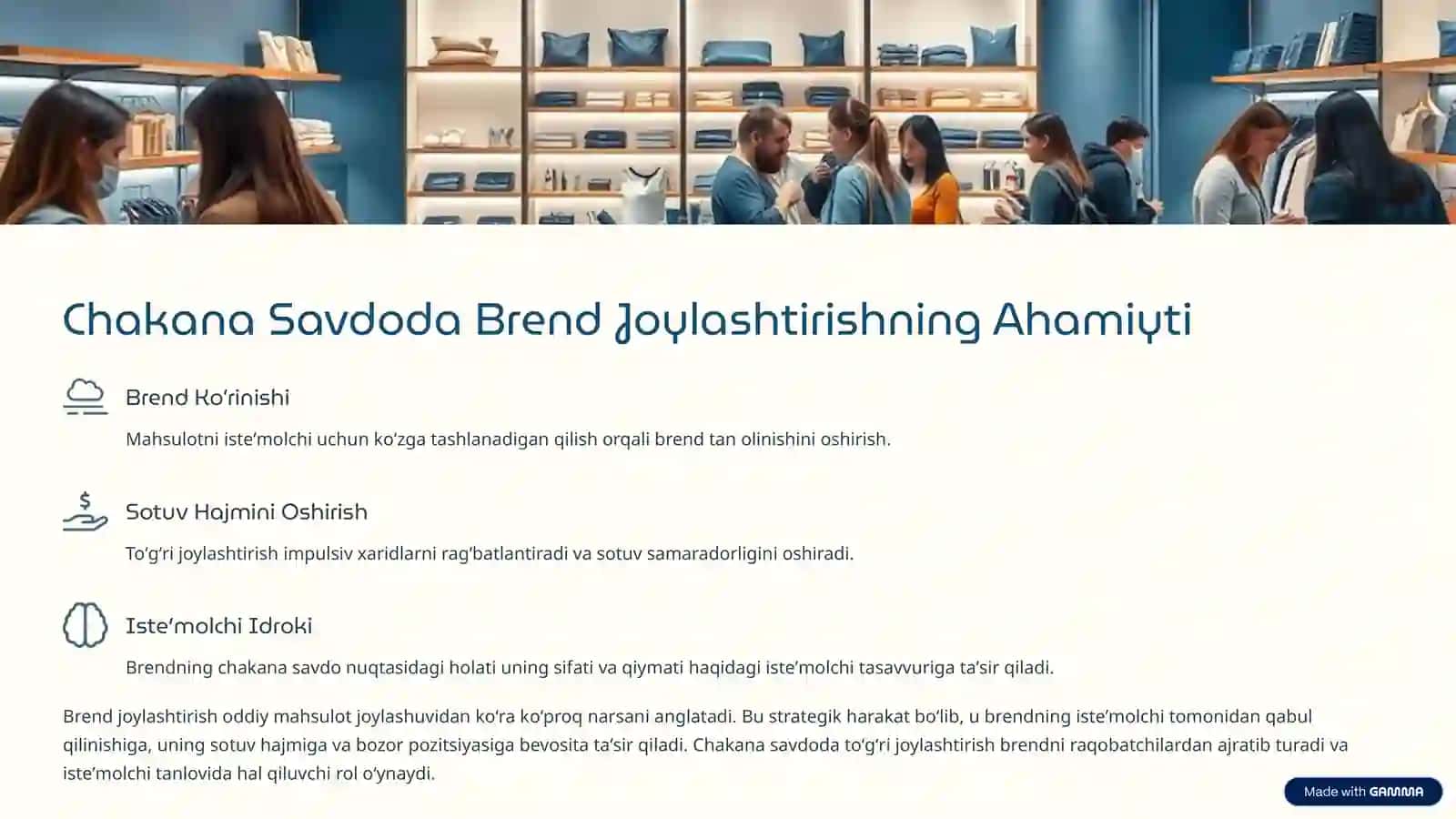 Chakana Savdo Nuqtalarida Brend Joylashtirish: Oʻzbekiston Bozoridagi Imkoniyatlar va Identifikatsiya Strategiyalari 3