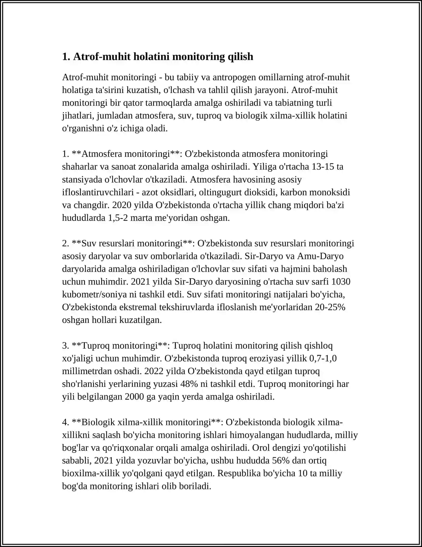 ATMOSFERA HAVOSINI MUHOFAZA QILISH TOGʻRISIDAGI QONUN REFERAT 3