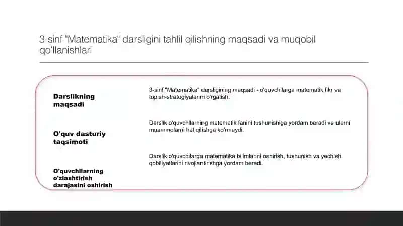 3-sinf "Matematika" darsligini tahlil qilish 3