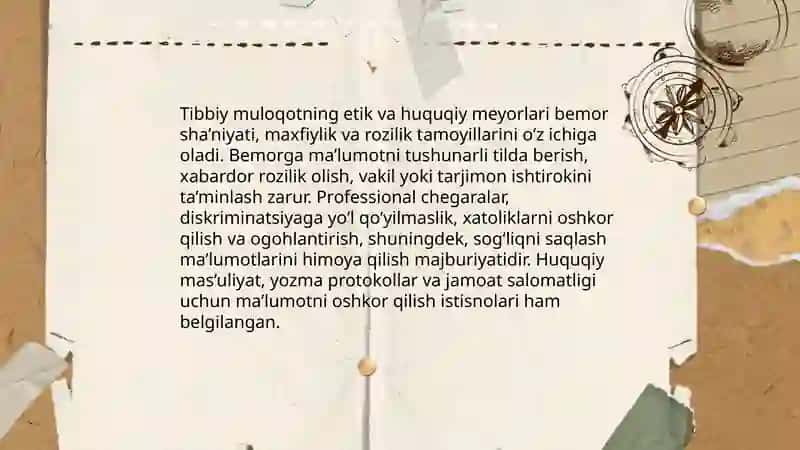 Tibbiy muloqot jarayonida uslubiy meyorlar 3
