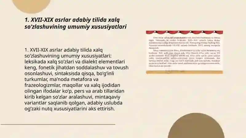 XVII-XIX asrlar adabiy tiliga xalq soʻzlashuv tilining taʼsiri 3