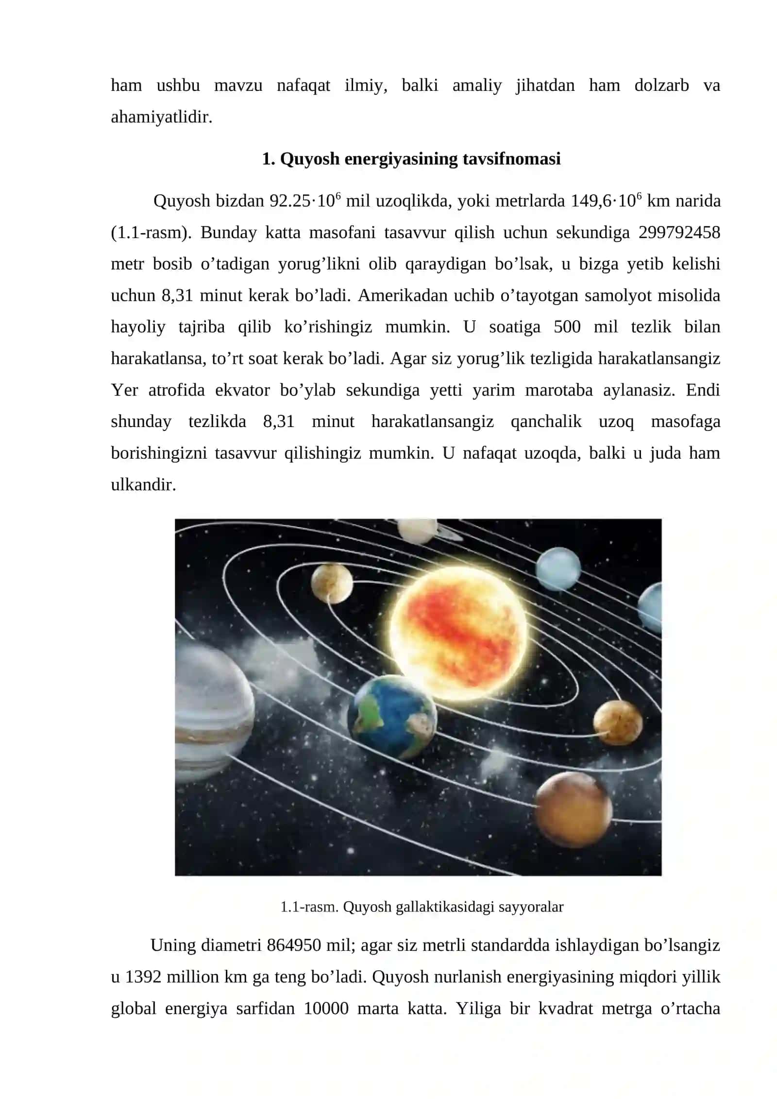 Quyosh haroratidan energiya olish mavzusida tayyor sifatli refarat. 3