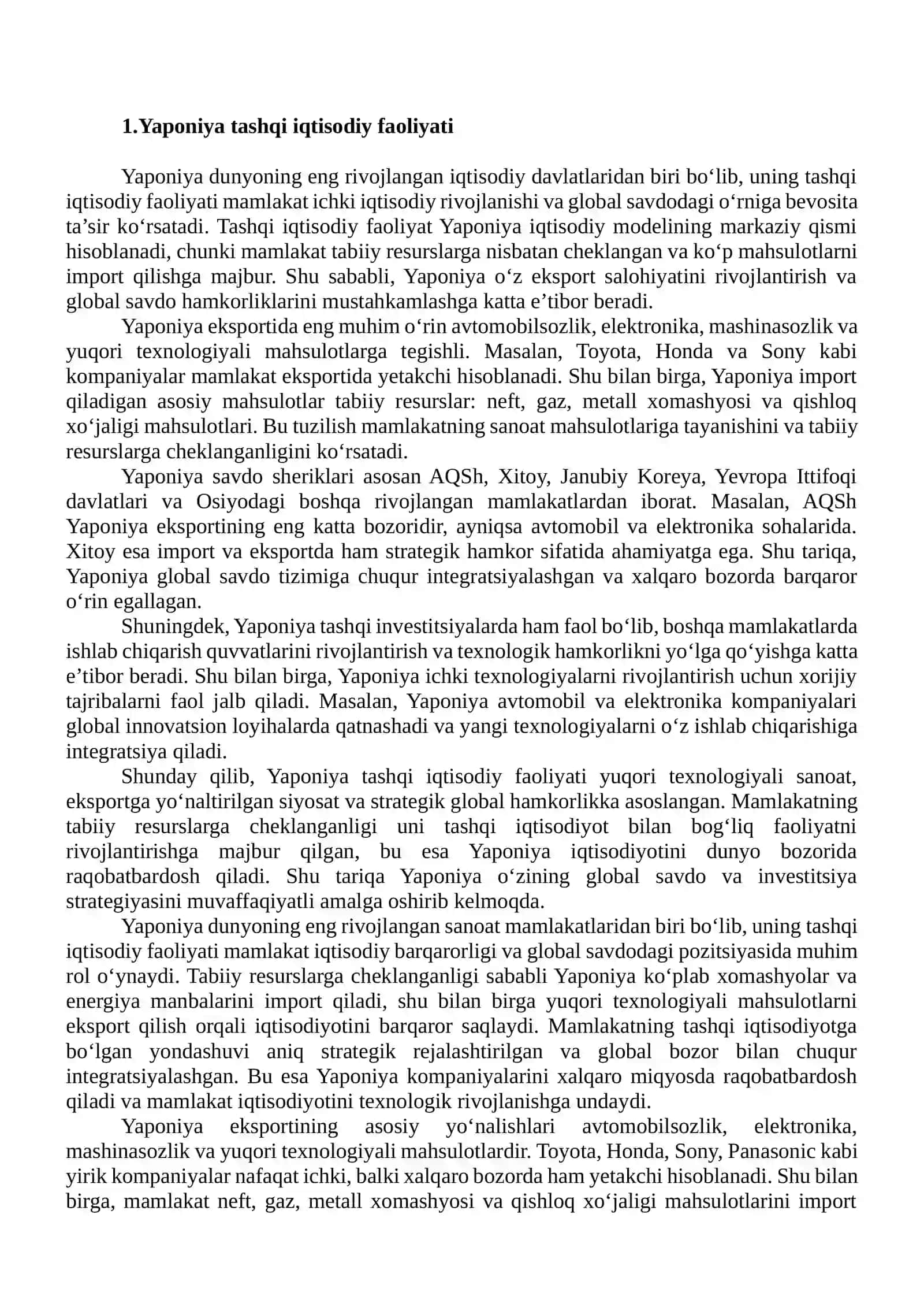 YAPONIYA VA HINDISTON TASHQI IQTISODIYOT FAOLIYATINING OʻZIGA XOS XUSUSIYATLARI 3
