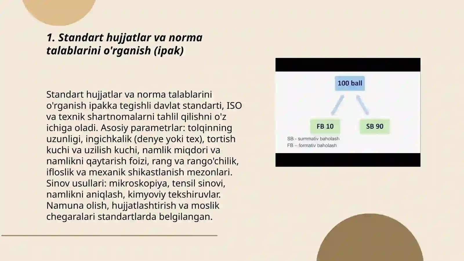 Standart bo'yicha ipakni baholash 3