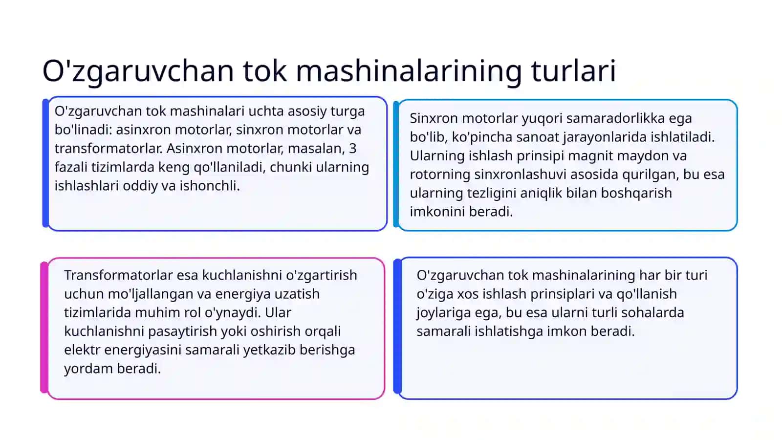 O'zgaruvchan tok mashinalari 3