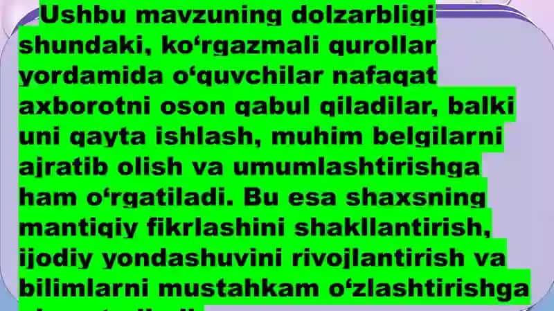 Taqqoslash, tahlil va sintez tushunchalarini shakllantirishda foydalaniladigan ko'rgazmali 3