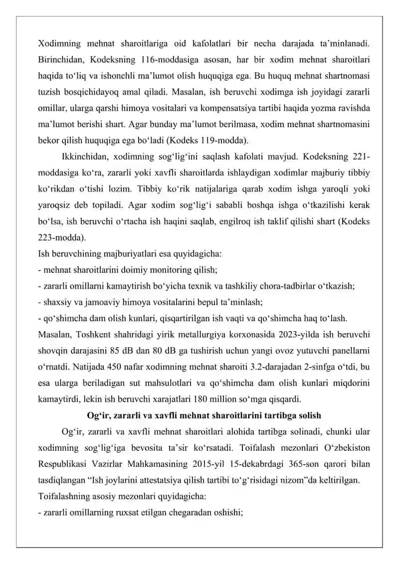 Mehnat Sharoitlari va Tartibga Solish 3