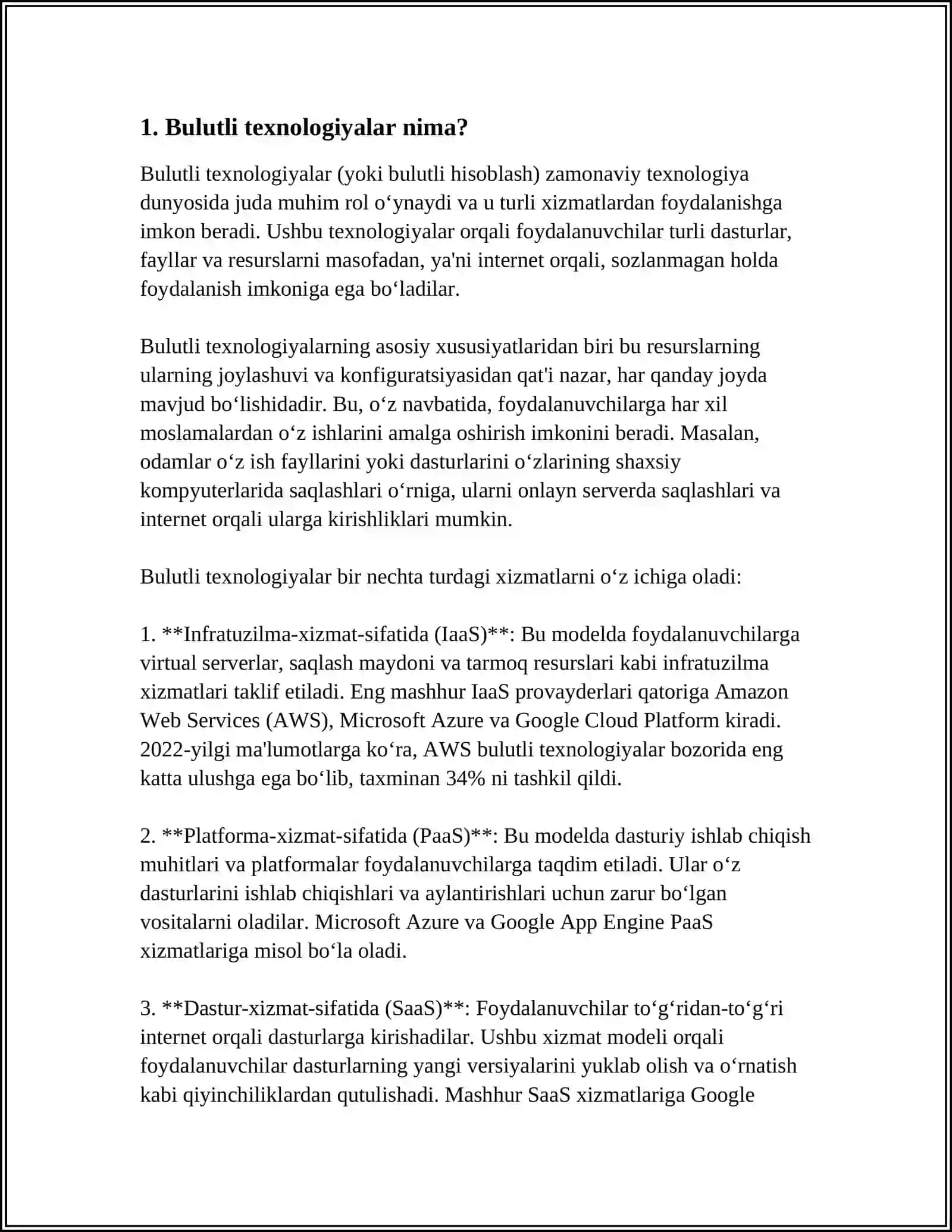 BULUTLI TEXNOLOGIYALARNING XUSUSIYATLARI AFZALLIKLARI VA KAMCHILIKLARI 3