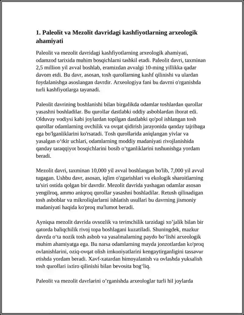 PALEOLIT VA MEZOLIT DAVRIDAGI KASHFIYOTLAR AHAMIYATI 3