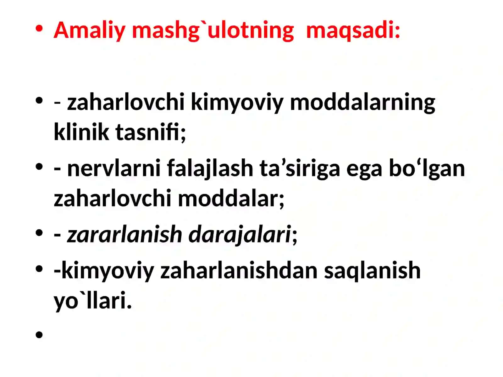 JANGOVARZAXARLOVCHI KIMYOVIY MODDALARNING (ZKM) KLINIK (TOKSIKOLOGIK) TASNIFI VA TA`SIR MEXANIZMI 3