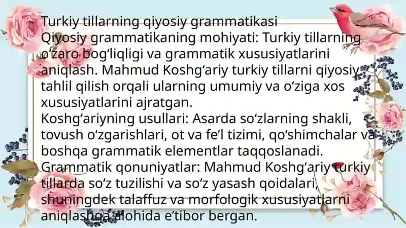 Mahmud Koshgʻariy turkiy tillar qiyosiy grammatikasi 3