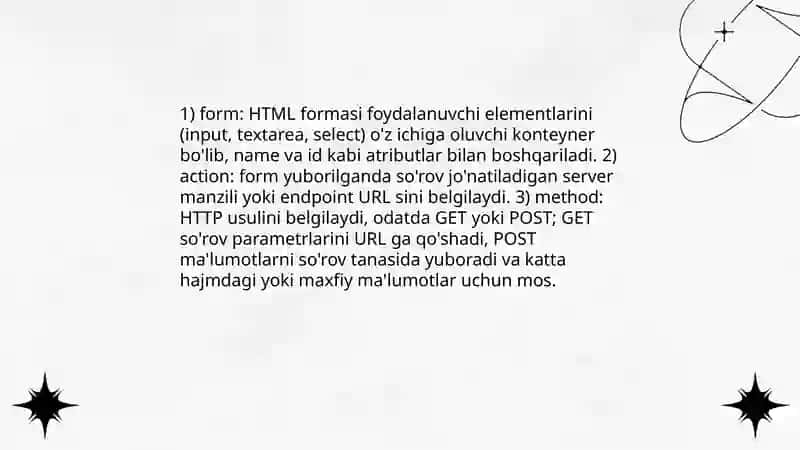 HTML formalar va foydalanuvchi ma'lumotlarini qabul qilish 3