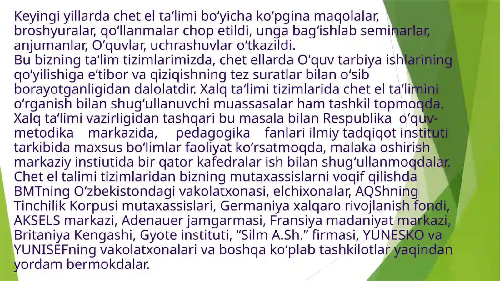 Mavzu: Iqtisodiy rivojlangan xorijiy davlatlarda ta’lim tizimi 3
