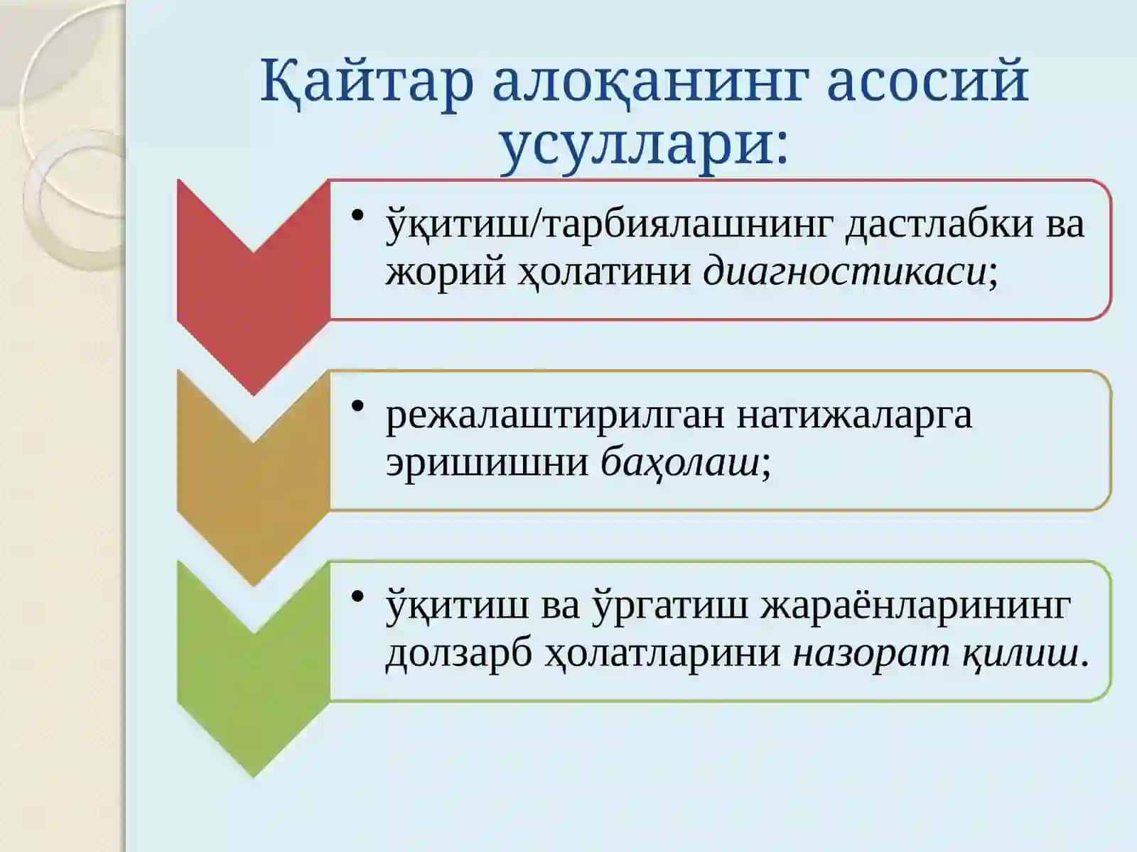 Қайтар алоқа ва ўқитиш технологиясида уларни қўллаш сифатини экспертизаси 3