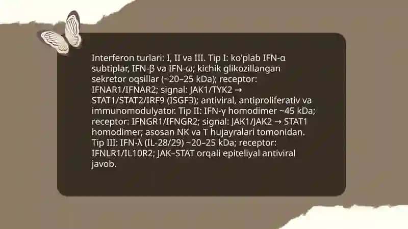 Interferon va Sitokinlar, ta'sir mexanizmi. Immunopatologiya, o'sma hujayralarini kelib chiqishdagi ahamiyati 3