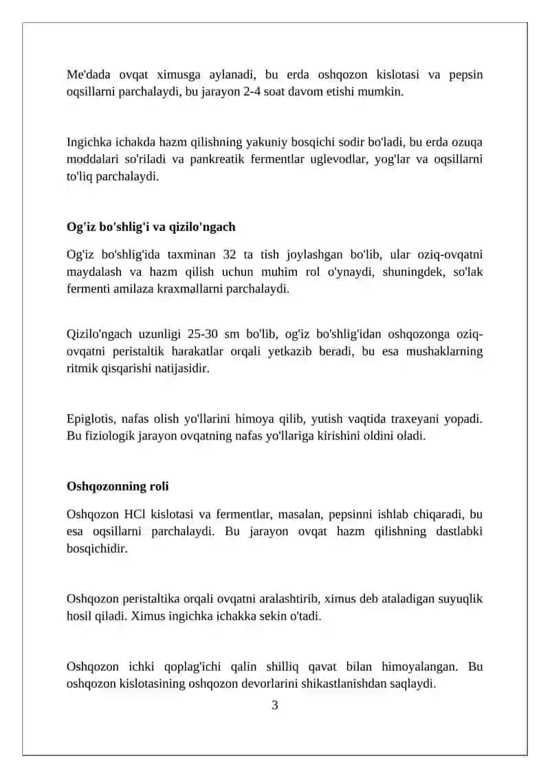 Ovqat hazm qilish tizimi 3