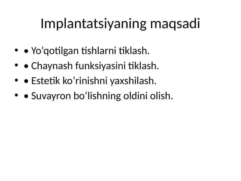 Dental implantatsiyaga ko'rsatma va qarshi ko'rsatmalar 3