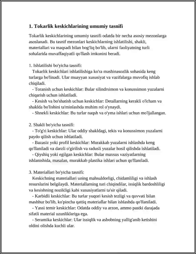 Tokarlik keskichlarining Turlari 3