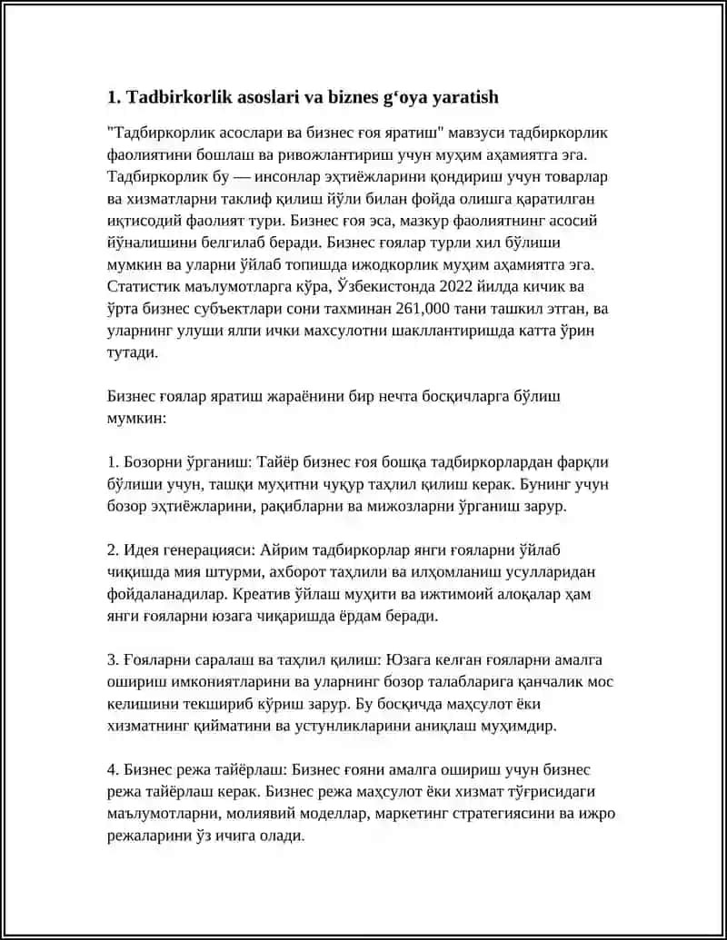 TADBIRKORLIK FAOLIYATI VA BIZNES 3