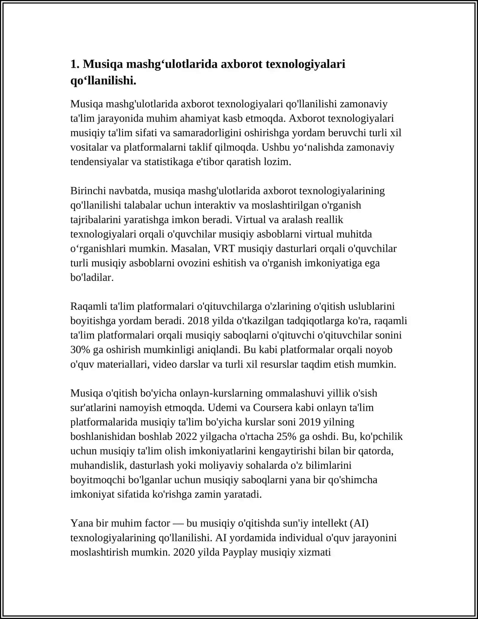 MAVZU ASOSIDA MUSIQA MASHGʻULOTLARINING METODIK TAHMINOTI ULARDAN VA AXBOROT KOMPYUTER TEXNOLOGIYALARIDAN MASHĞULOT JARAYONIDA FOYDALANISH 3