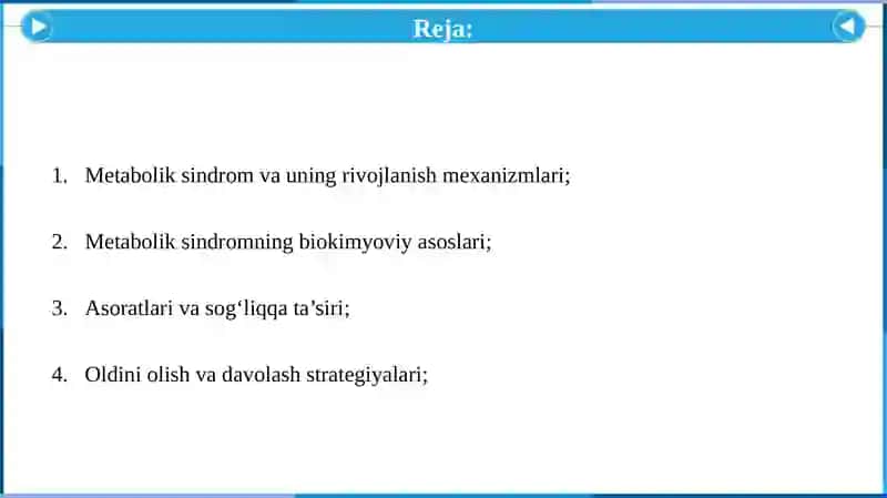 METABOLIK SINDROM KELIB CHIQISHINING BIOKIMYOVIY ASOSLARI VA ASORATLARI 3
