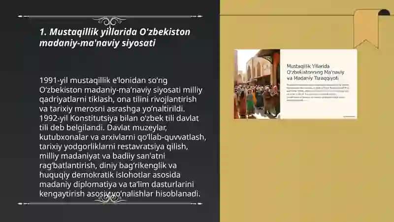 Mustaqillik yillarida O'zbekiston madaniy-ma'naviy siyosati 3