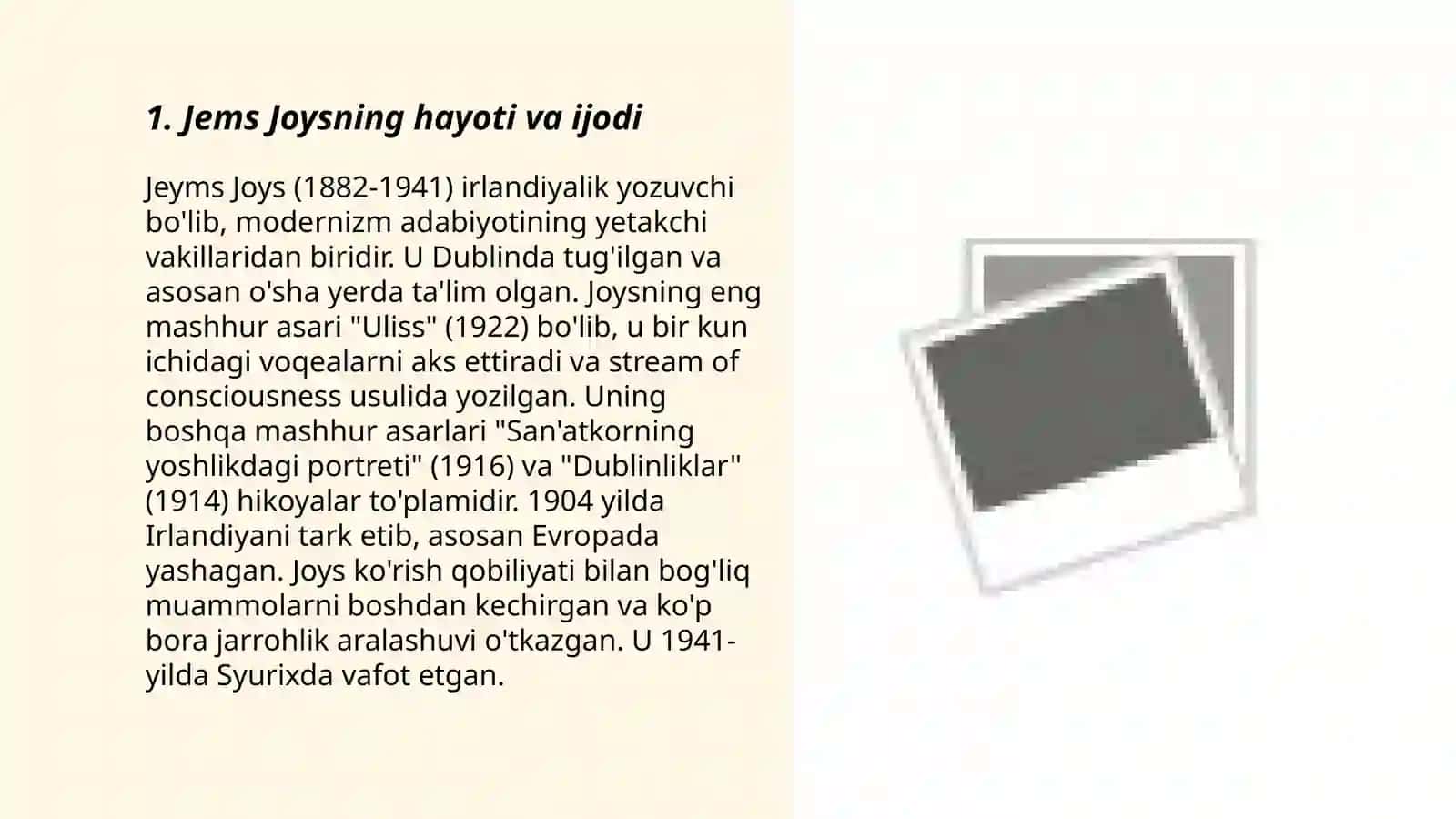 Jems Joysning asarida ekstianilzm talqini 3