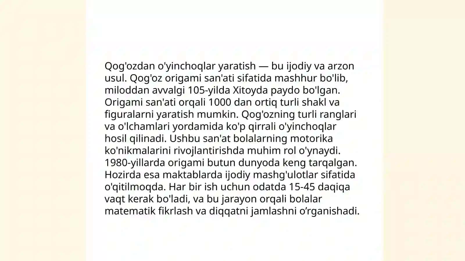 Boshlangʻich sinf texnologiya 3-sinf darsi uchun ishlanmalar tayyorlash 3