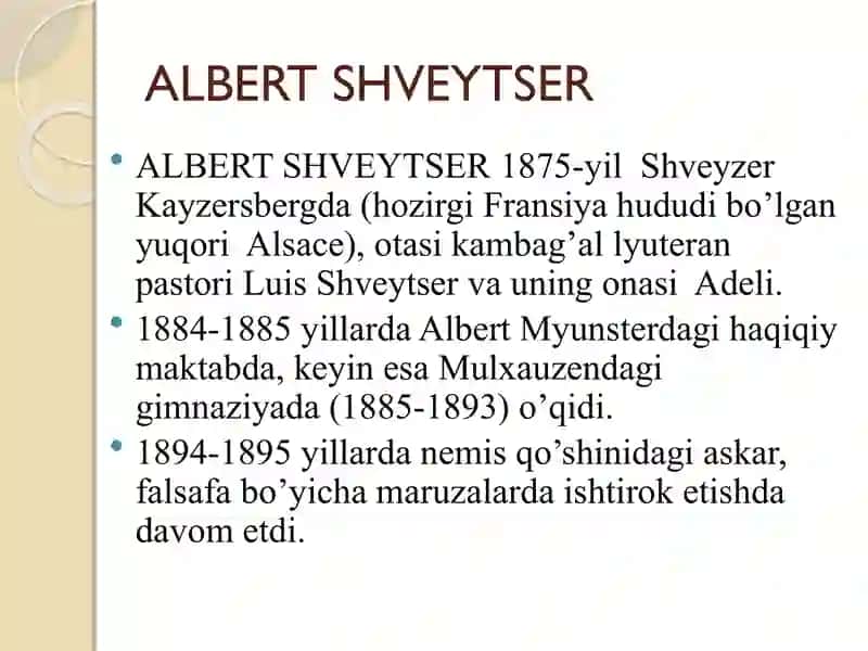 BIOETIKANING SHAKLLANISHIDA  A.SHVEYTSERNING FAOLIYATI VA ILMIY ISHLARINING AHAMIYATI 3