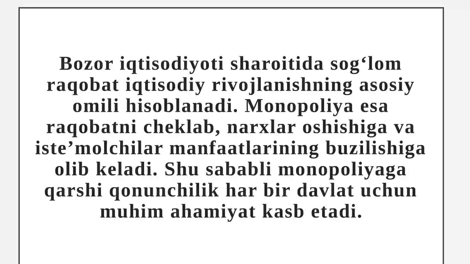 MONOPOLIYAGA qarshi qonunchilik va ularning amal qilishi 3