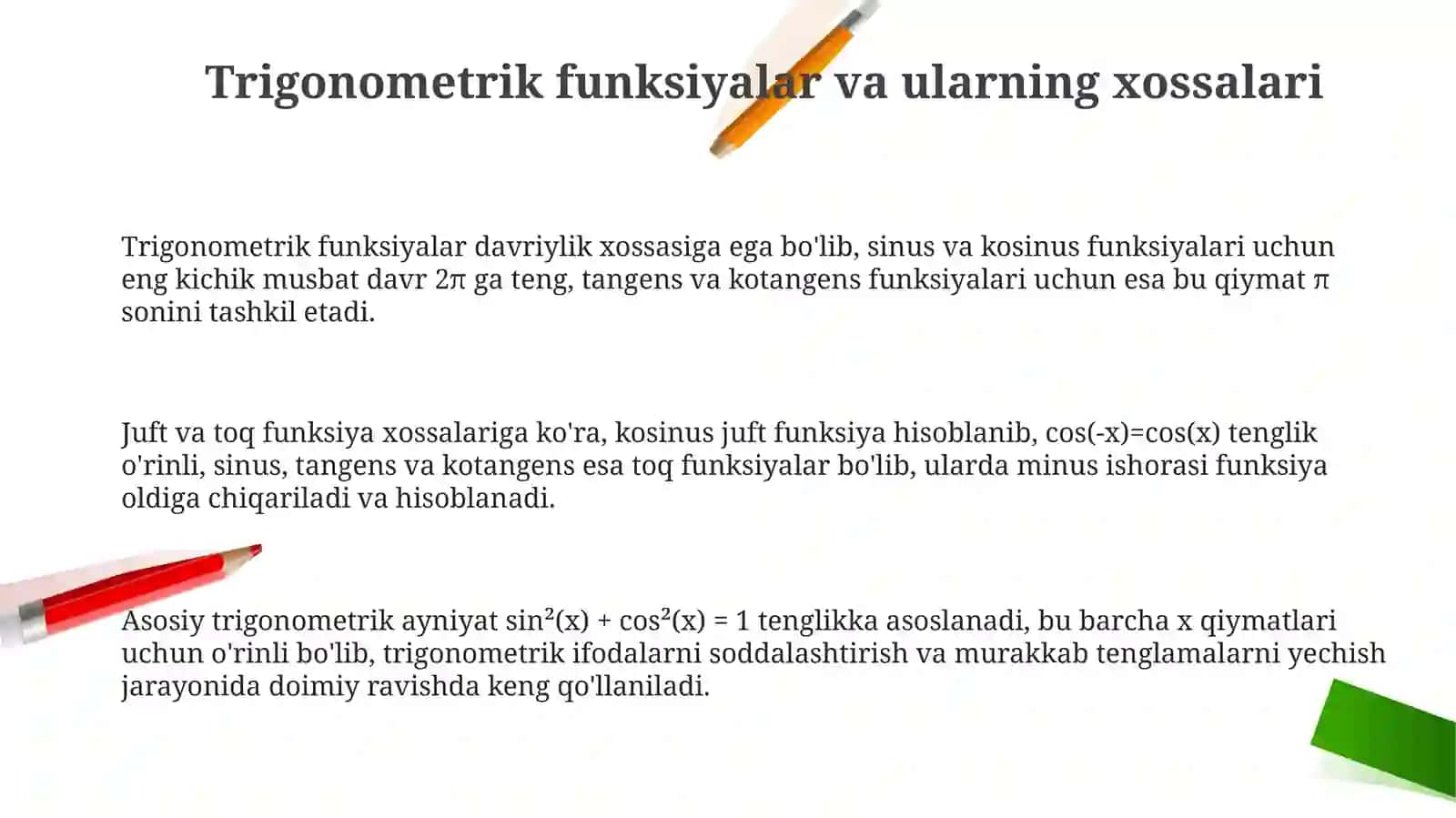 Trigonometrik tenglamalar 3