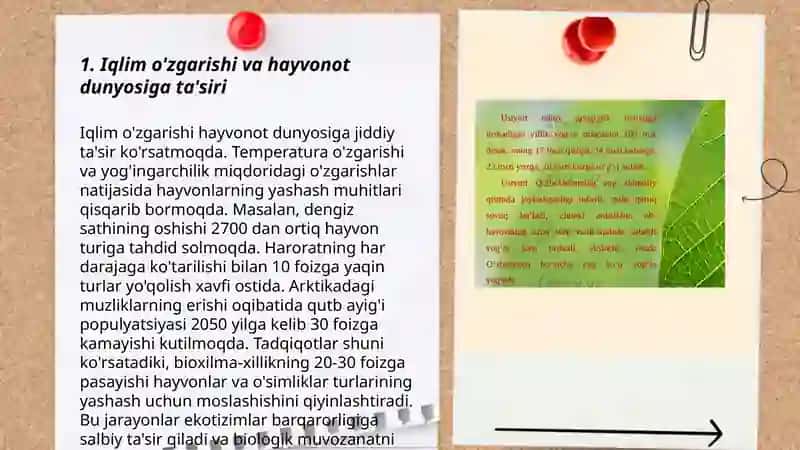 Hayvonot dunyosiga ta’sir qiluvchi tabiiy va antropogen omillar va uning oqibatlarini o‘rganish. 3